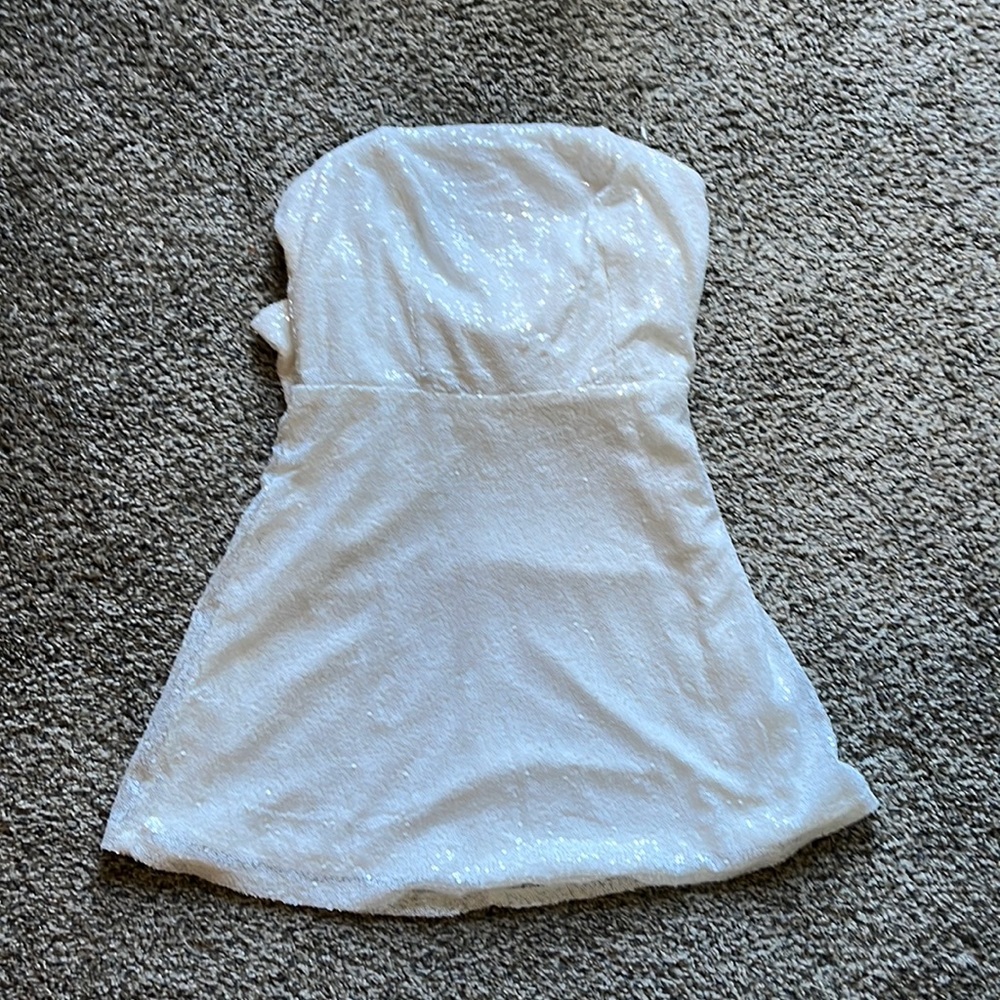 Altar’d State White Sequin Strapless Dress